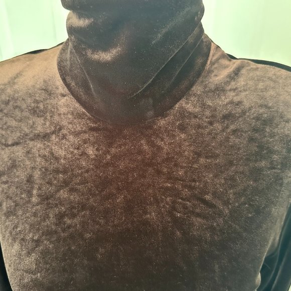 Vintage 90s Amanda Smith Long Brown Velour Turtleneck Dress – NWT 8 Petite - Picture 13 of 14